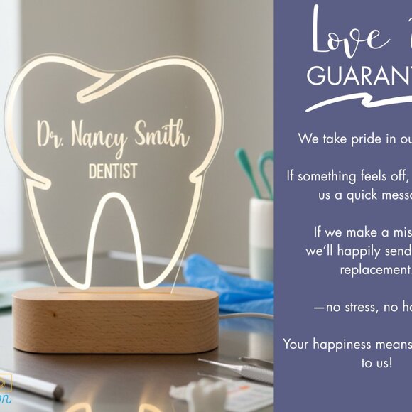 Dentist Night Light – Personalized LED Tooth Lamp for Office Decor - Picture 6 of 8